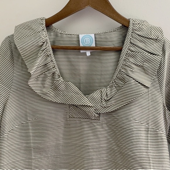 Devon Baer Striped Silk Twill Dress Small - Picture 2 of 7